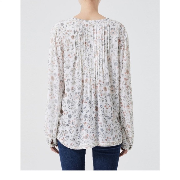 AG adriano goldshmeid lightweight white boho floral long sleeve top - Picture 8 of 8